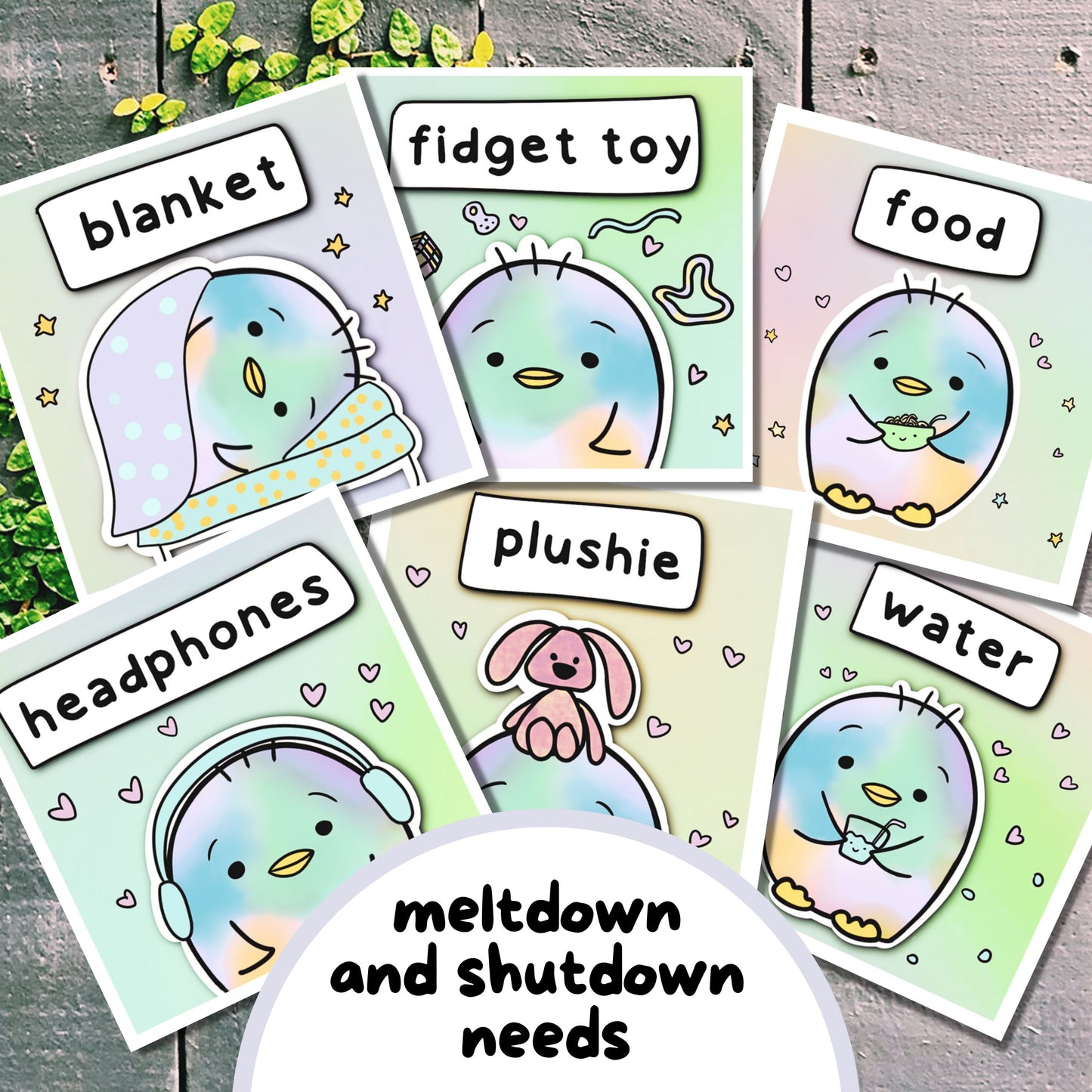 Penguin Communication Cards and Affirmations Bundle (Autism, Anxiety, Hidden Disabilities)