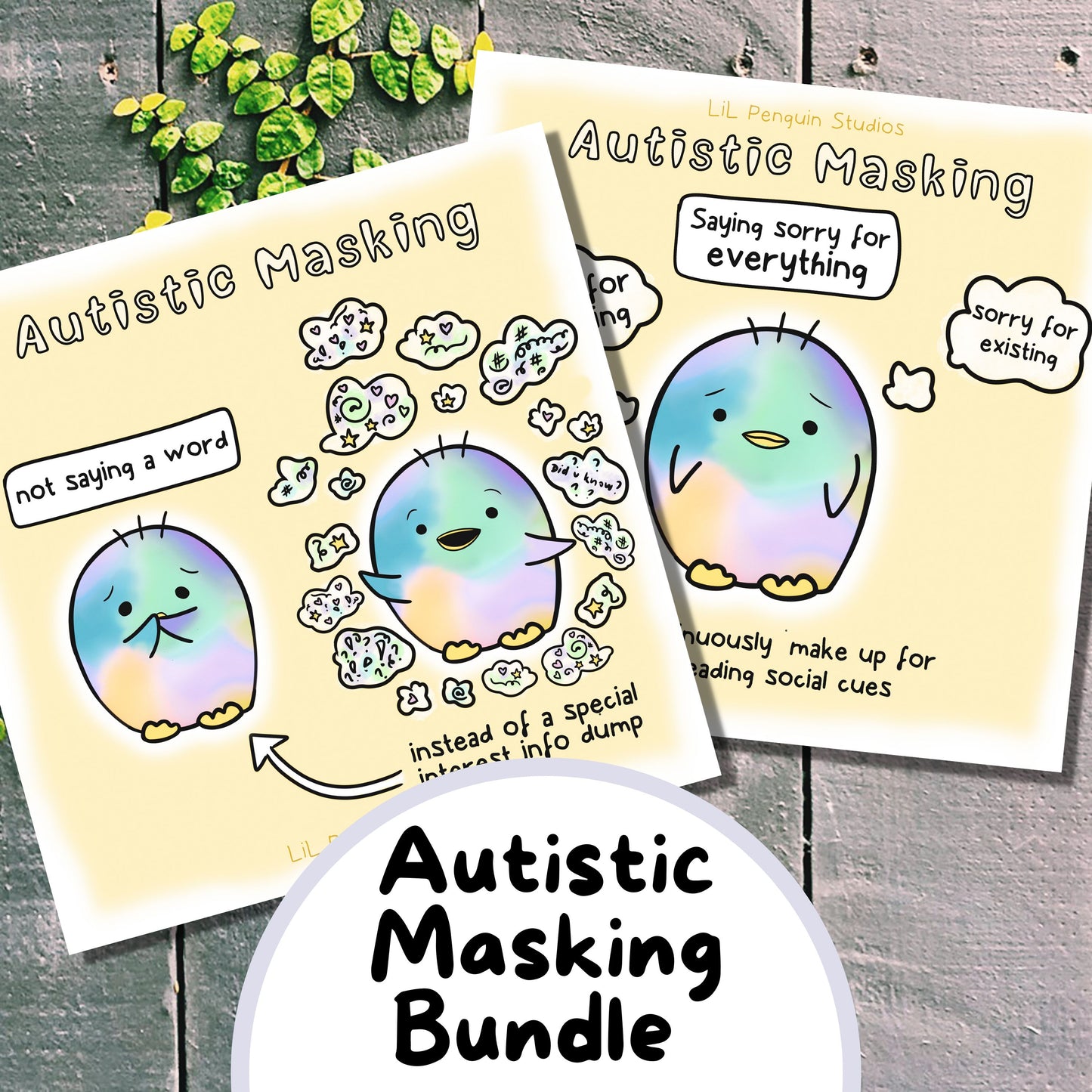 15 Autism Zines Mega Bundle, Printable Therapy Worksheets, Neurodiversity Poster, Unmasking Autism, Burnout, Meltdown, Self-Care, Masking, Penguin Autism Support Kit for autistic adults and kids, parents, teachers, caregivers and therapists