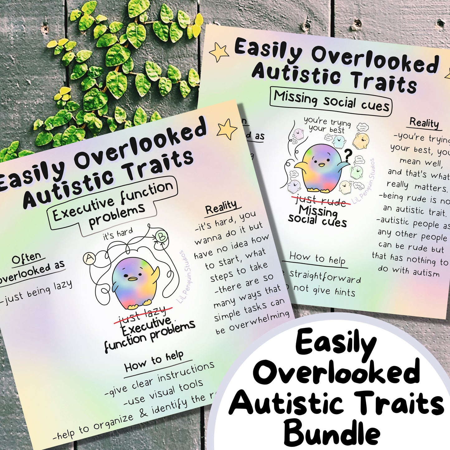 15 Autism Zines Mega Bundle, Printable Therapy Worksheets, Neurodiversity Poster, Unmasking Autism, Burnout, Meltdown, Self-Care, Masking, Penguin Autism Support Kit for autistic adults and kids, parents, teachers, caregivers and therapists