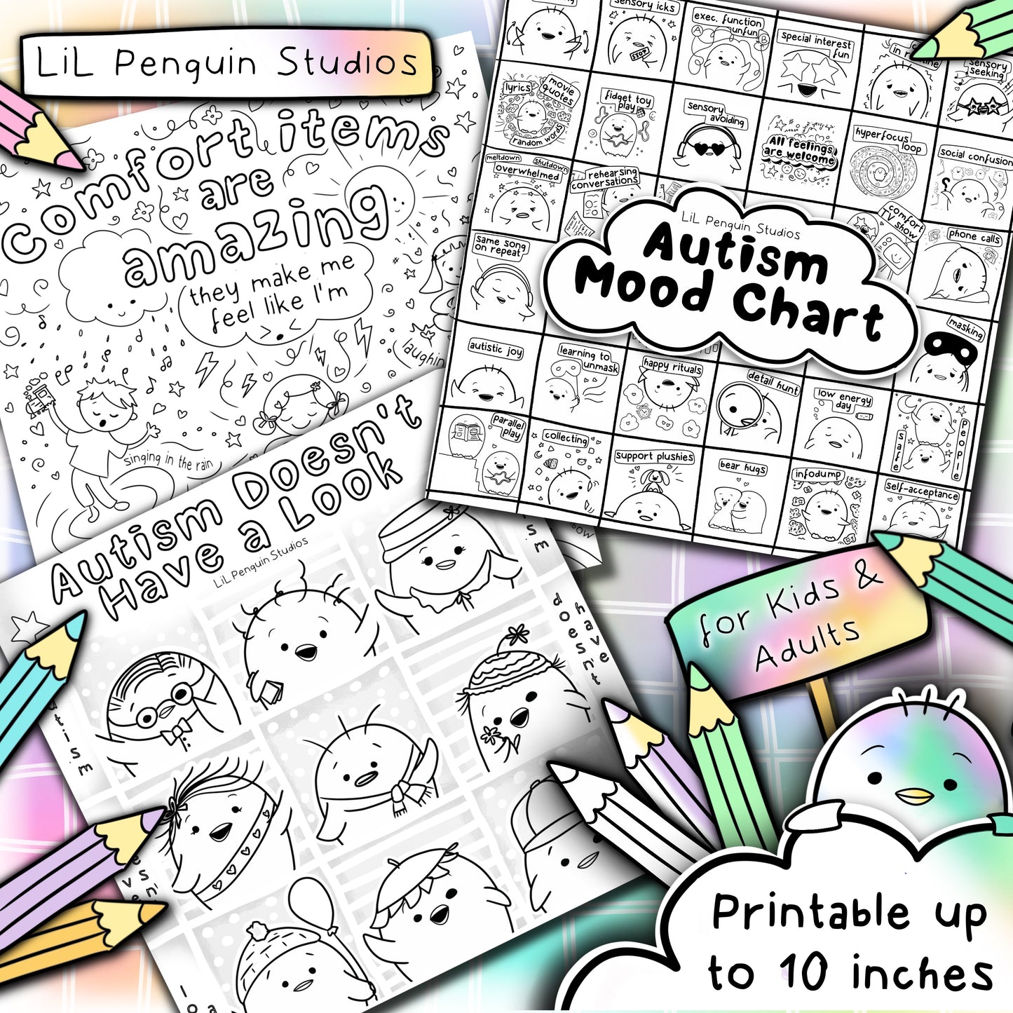 Autism Calm Corner Bundle (Autistic Coloring Book, Feelings Flashcards, Energy Levels, Grounding, Affirmations) - PRIVATE PRACTICE USE