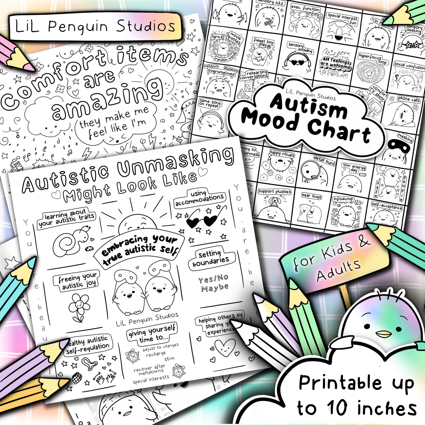 Autism Calm Corner Bundle (Autistic Coloring Book, Feelings Flashcards, Energy Levels, Grounding, Affirmations) - PRIVATE PRACTICE USE