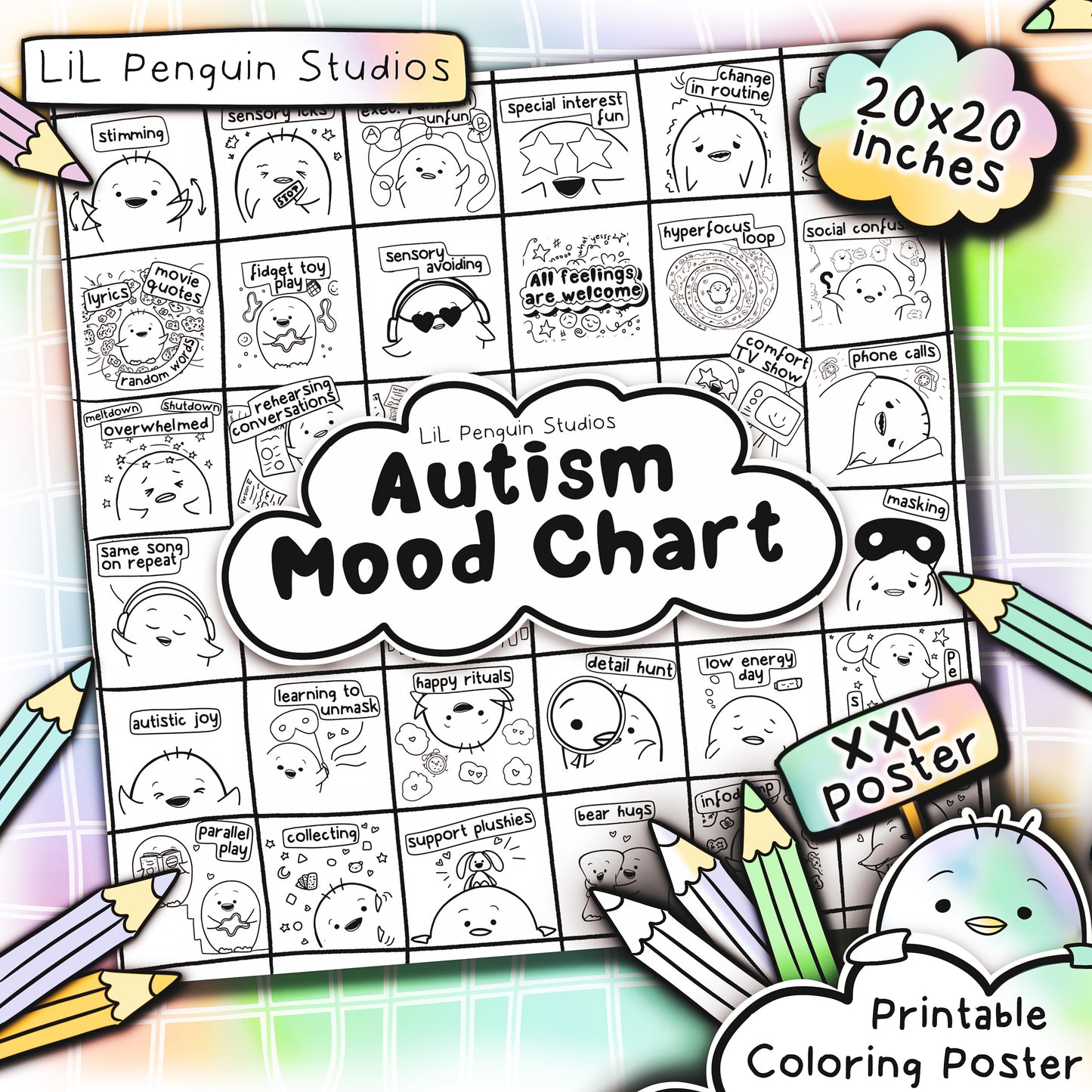 Autism Calm Corner Bundle (Autistic Coloring Book, Feelings Flashcards, Energy Levels, Grounding, Affirmations) - PRIVATE PRACTICE USE