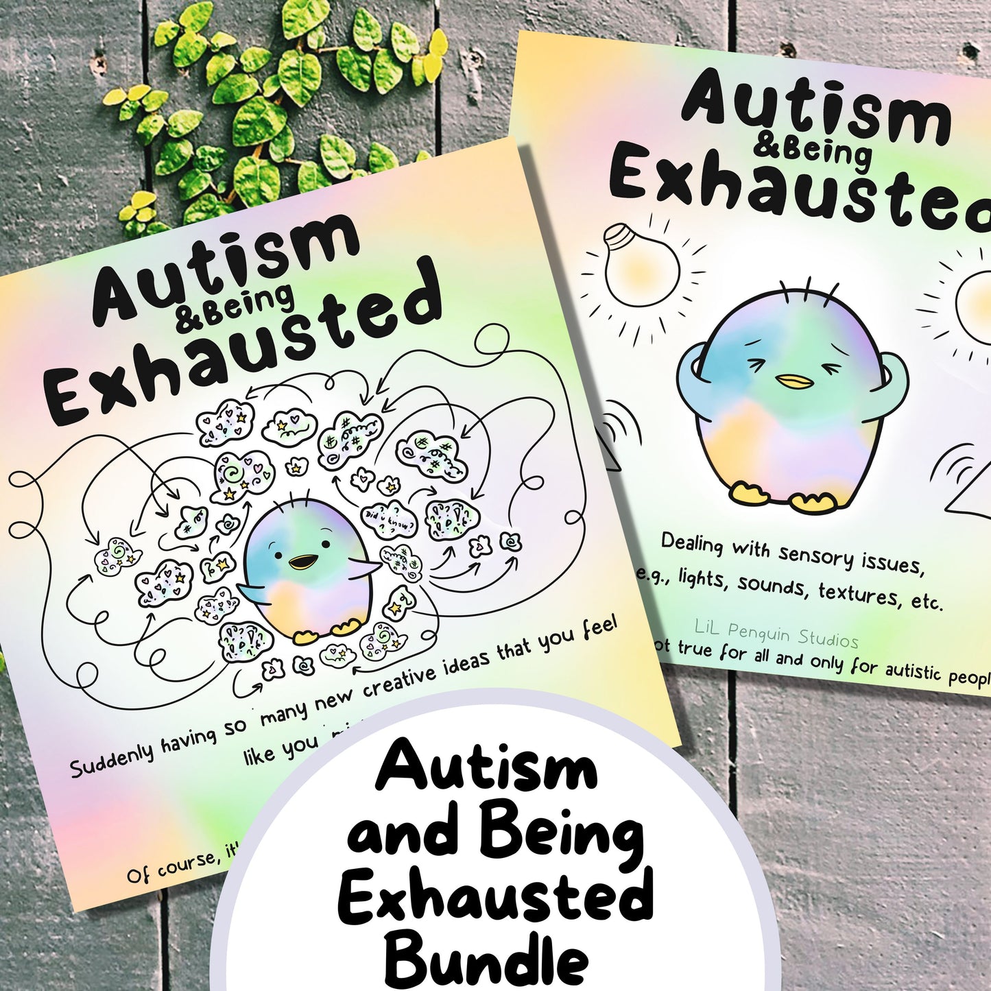 15 Autism Zines Mega Bundle, Printable Therapy Worksheets, Neurodiversity Poster, Unmasking Autism, Burnout, Meltdown, Self-Care, Masking, Penguin Autism Support Kit for autistic adults and kids, parents, teachers, caregivers and therapists