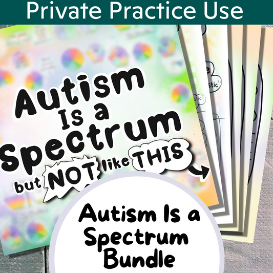 Autism infographics explaining that the autism spectrum is not linear and that there is no such thing as a little bit autistic. An autism poster hand drawn by an autistic artist (LiL Penguin Studios)