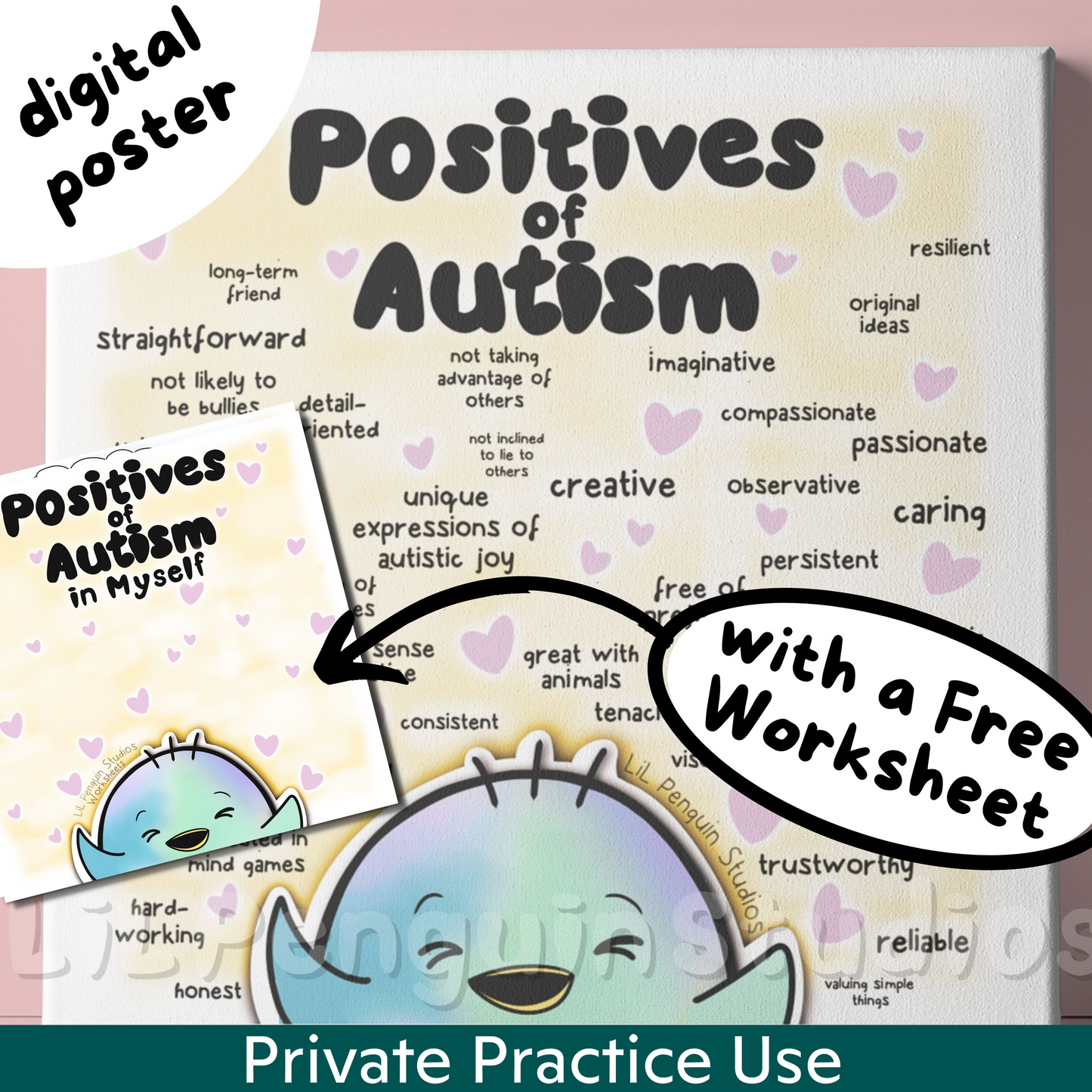 Positives of Autism Art Print and Worksheet