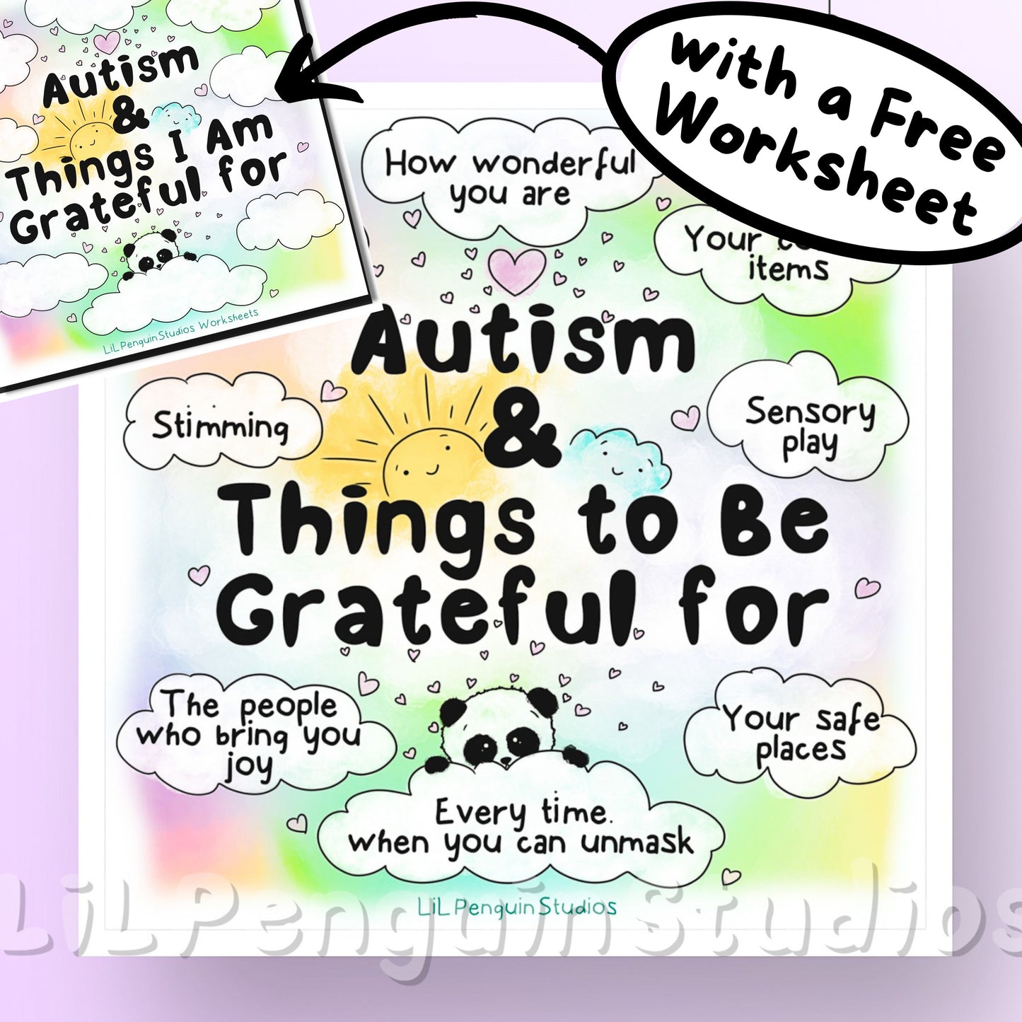 Autistic & Grateful Printable Poster & Worksheet - Private Practice Use