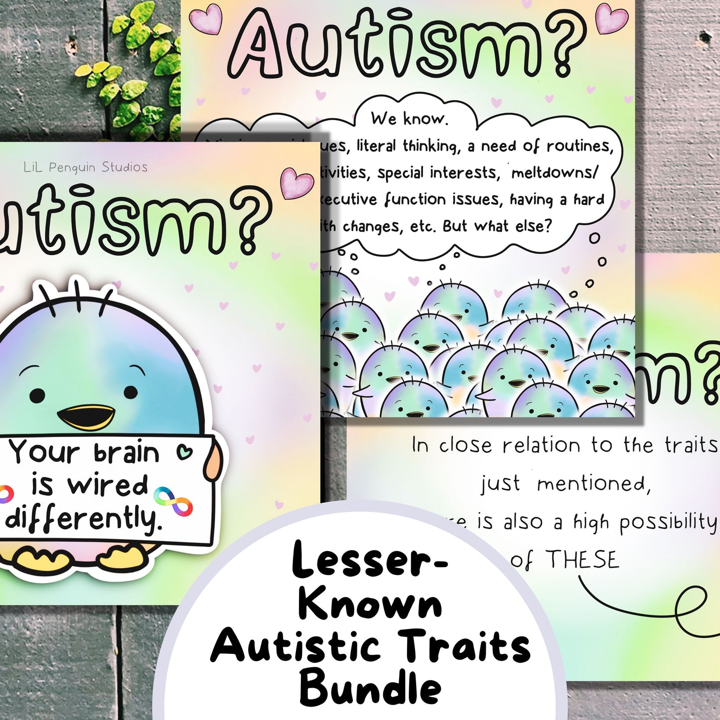 'Positives of Autism' DIGITAL Bundle with a Worksheet - Private Practice Use