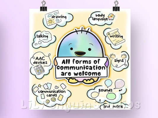 'All forms of communication are welcome' Printable Poster- Private Practice Use