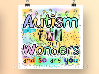 'Autism Is Full of Wonders' DIGITAL Printable Poster- Personal Use