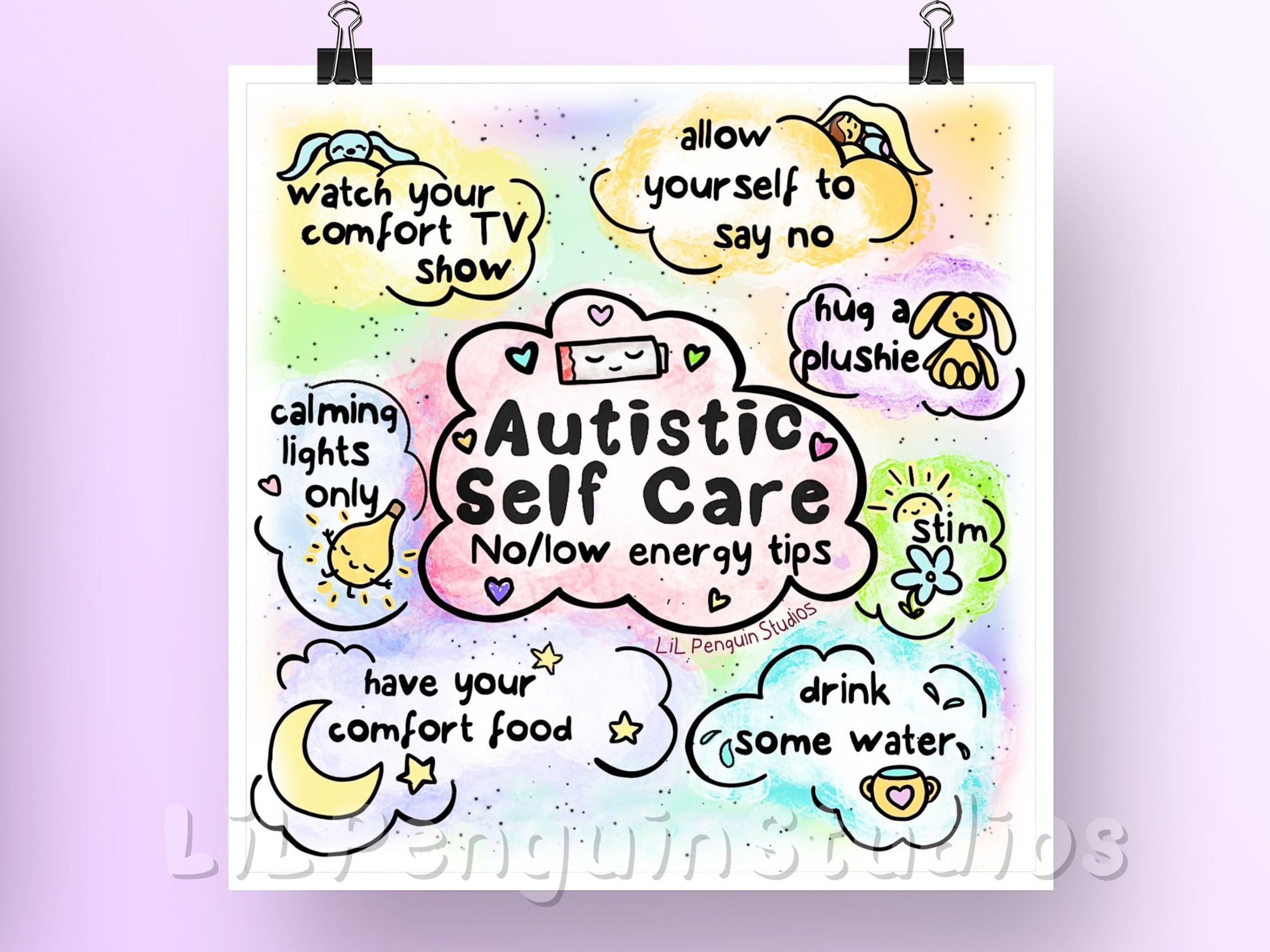 Autistic Self Care - Low Energy Days' DIGITAL Printable Poster